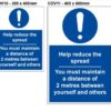 VEWhgiene help reduce the spread and maintain distance of 2 metres coronavirus safety sign